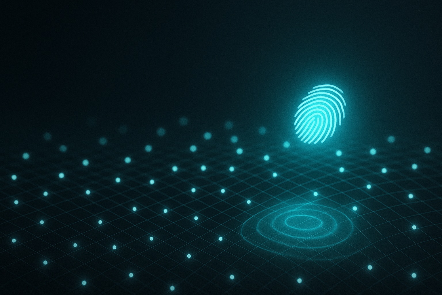 A translucent wireframe surface marked by many small glowing points and ripples