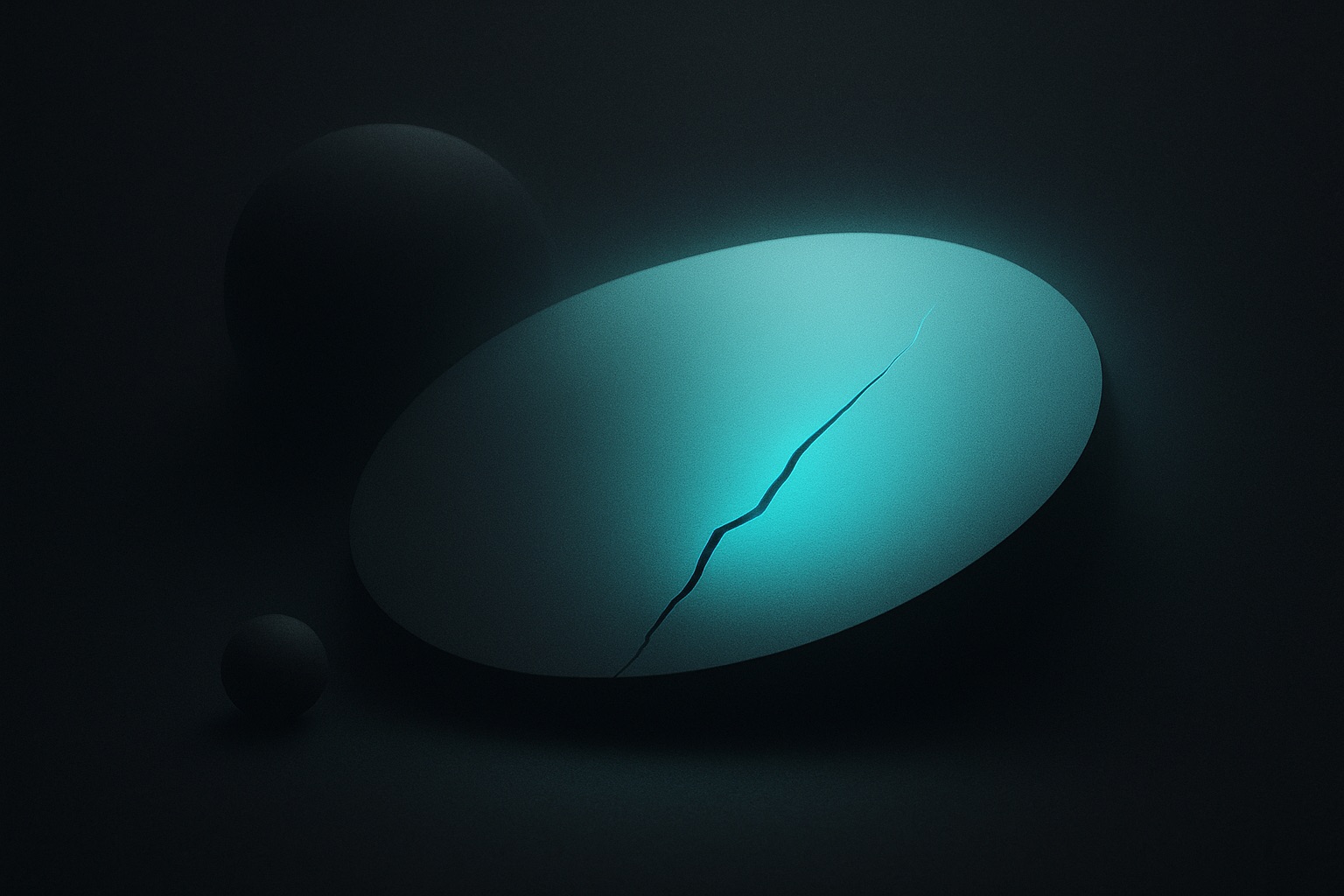 A smooth luminous surface with a single glowing crack running across it